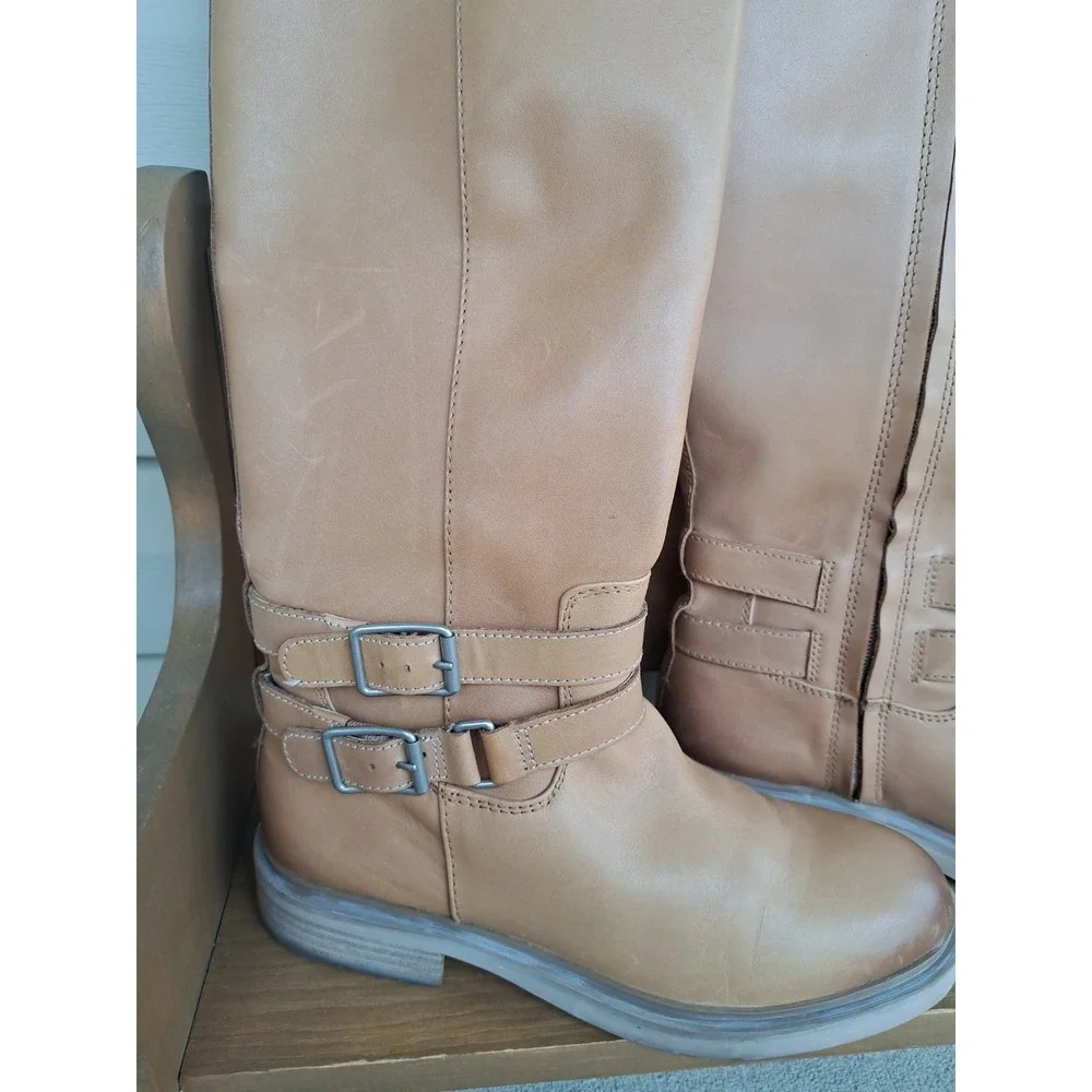 Sam Edelman Women's Freda Cashew Knee High Riding Leather Boots Zipper 8.5-9.0 M